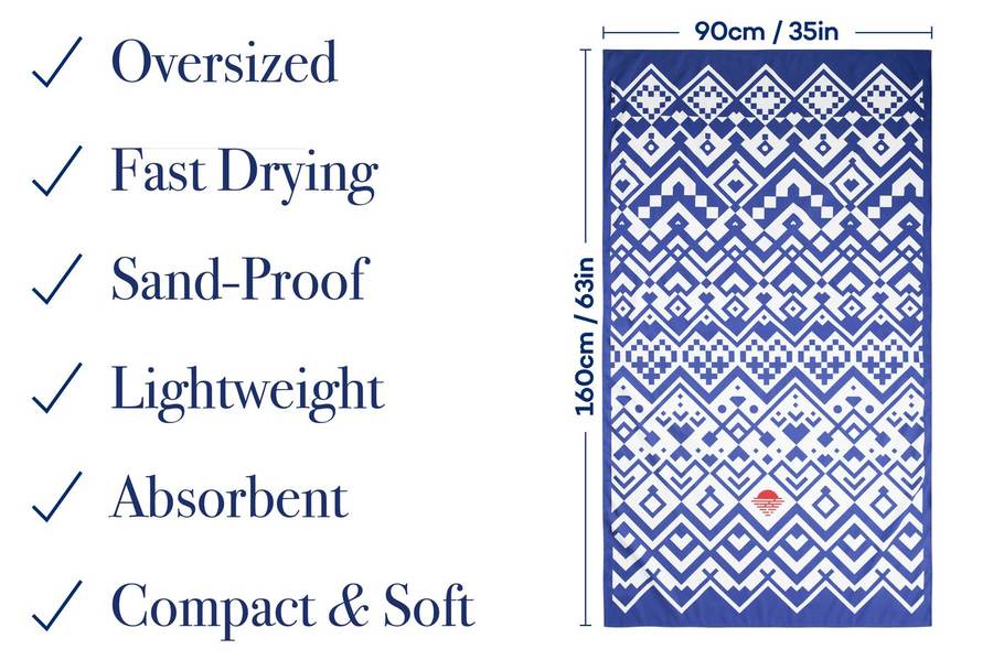 Ocean Blue beach towel features